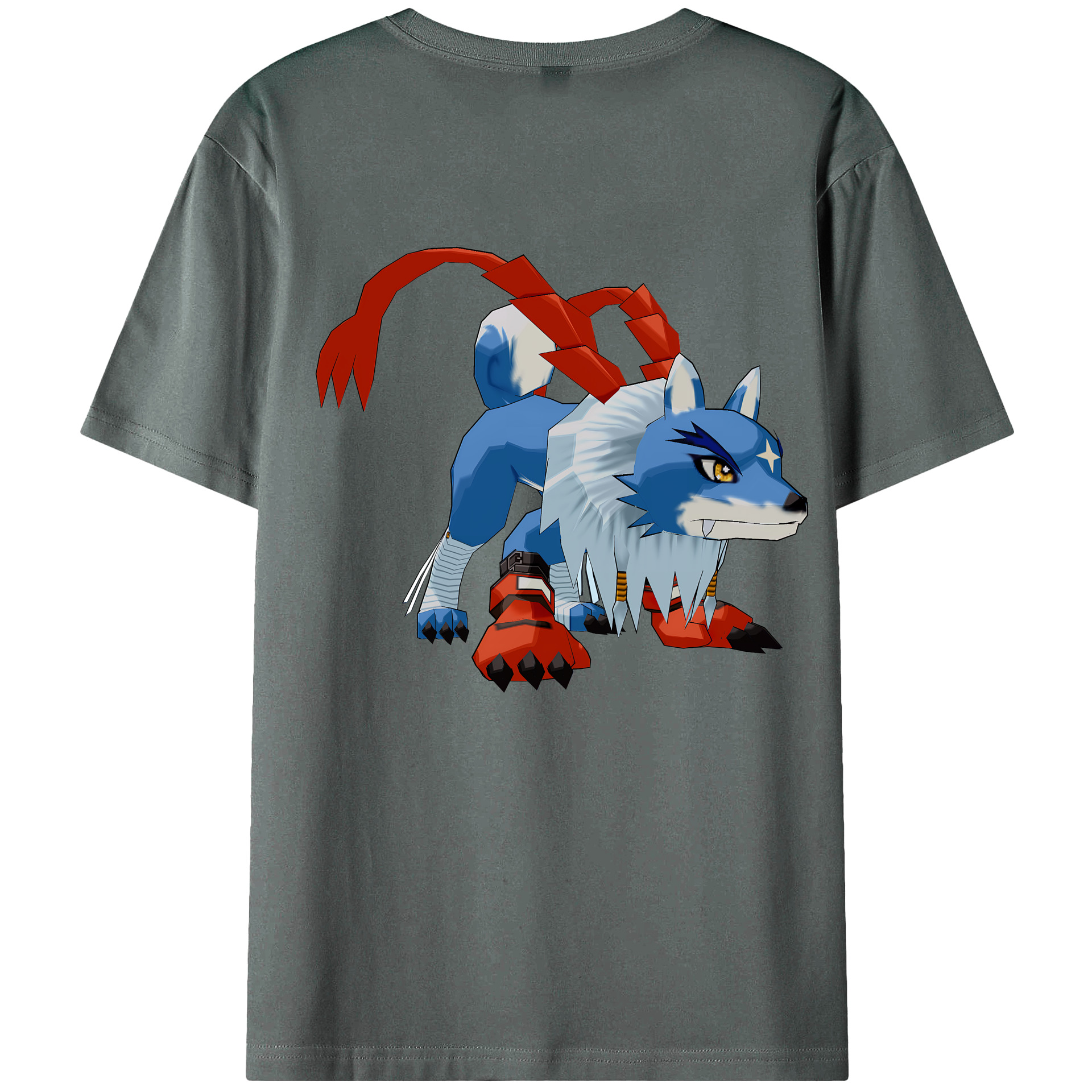 （画像用） Digimon デジタルモンスター/デジモン 綿100％ メンズ半袖Tシャツ（バックプリント） 通気性
